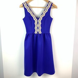 NWT Lilly Pulitzer royal purple rorey A-line v-neck sleeveless dress golden XXS